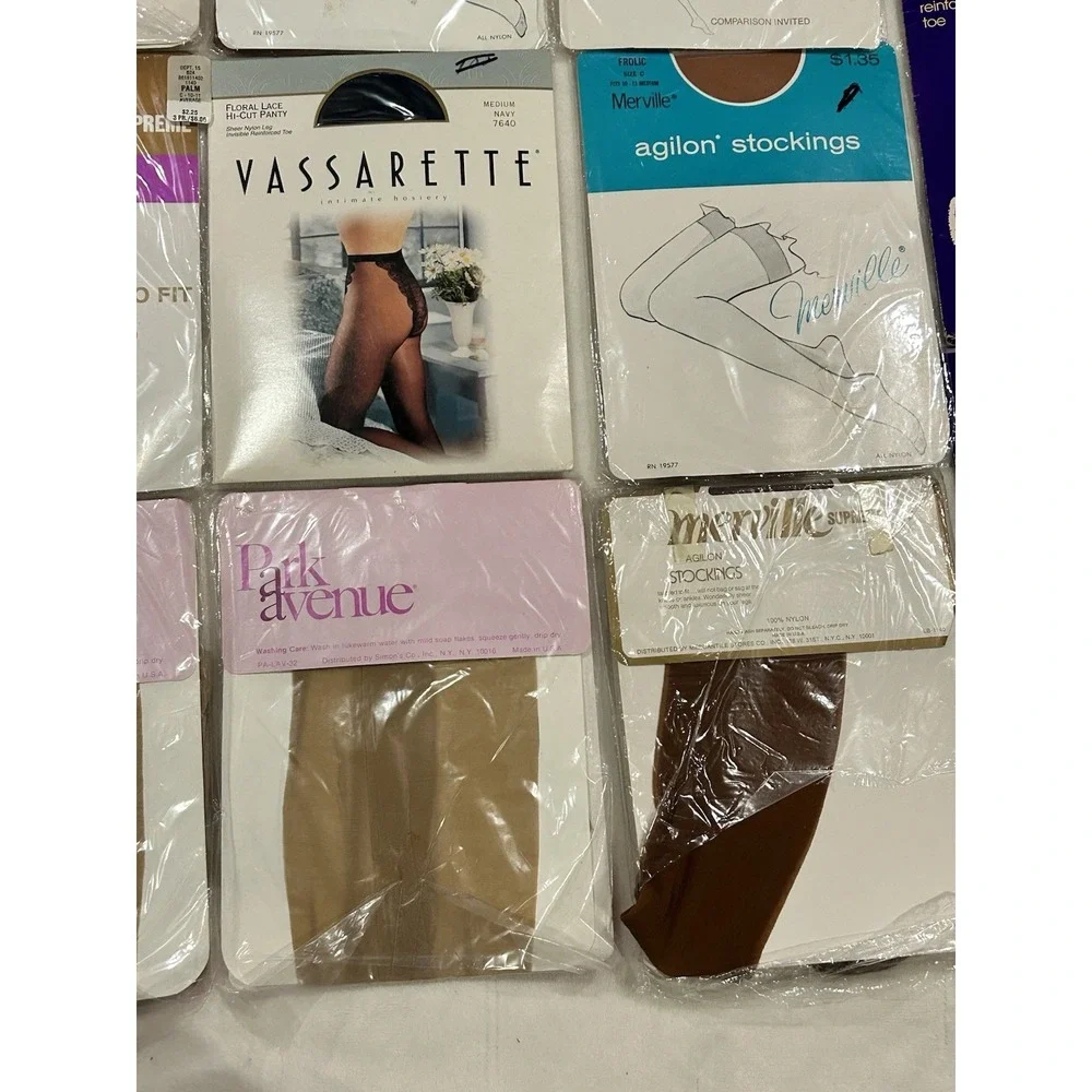 VTG Pantyhose Merville‎ Tights Lot of 11 Various Colors & Sizes